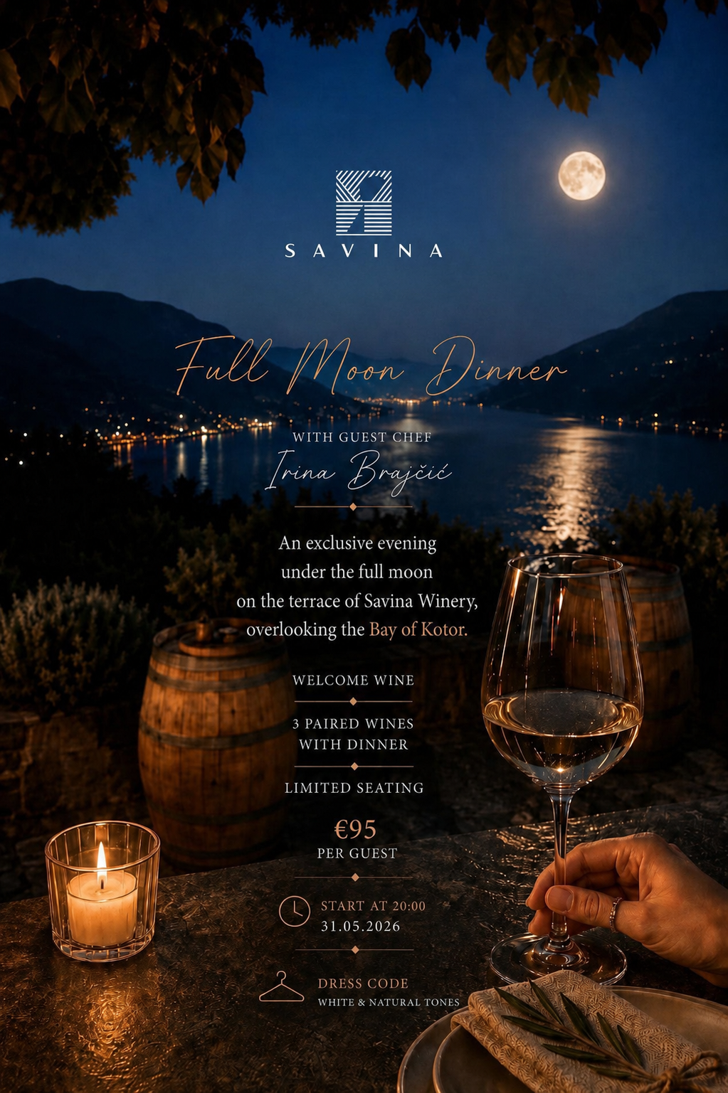 Full Moon Dinner at Castel Savina - guest chef Irina Brajčić, 31 May 2026