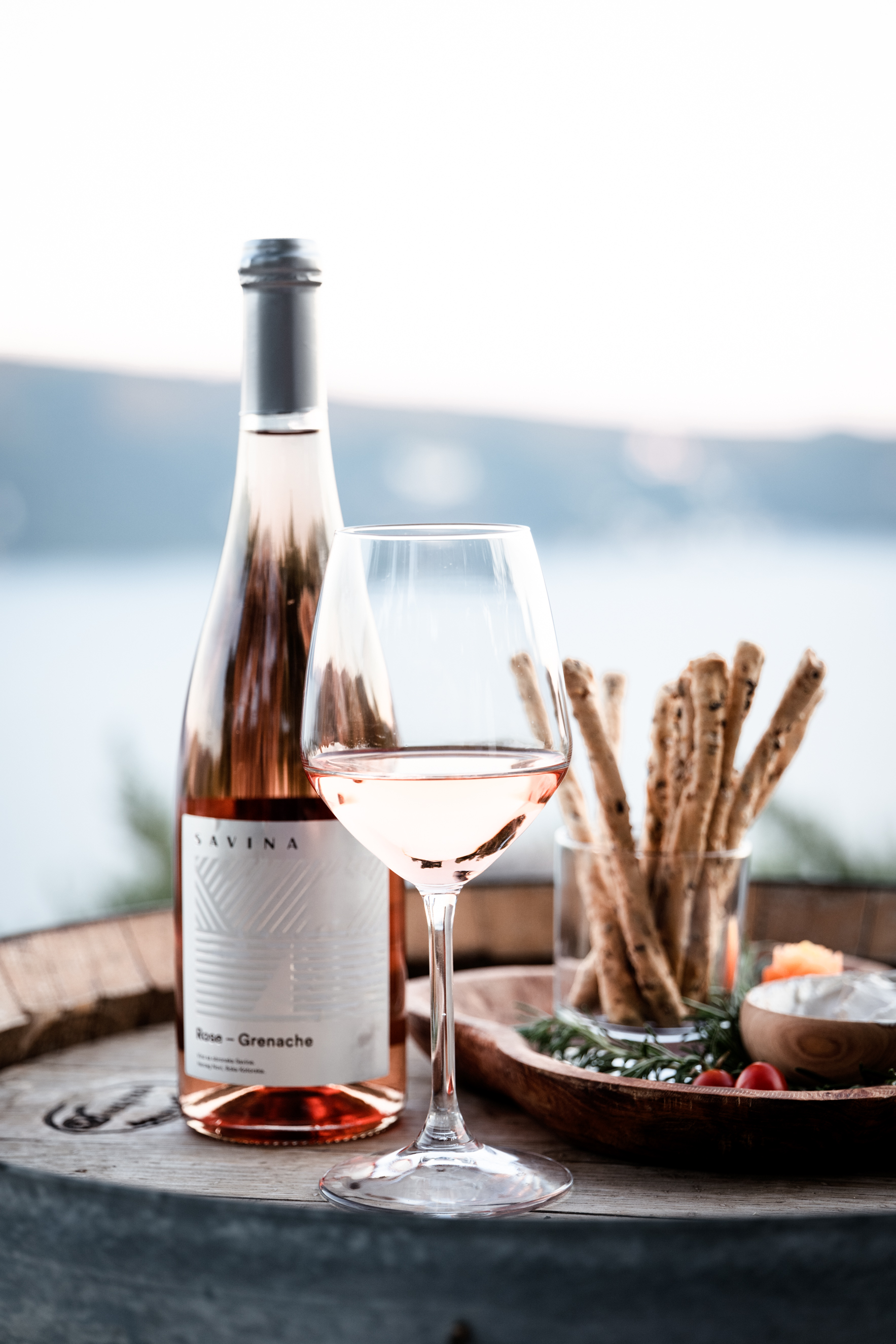 Savina rosé with local homemade canapés on the terrace